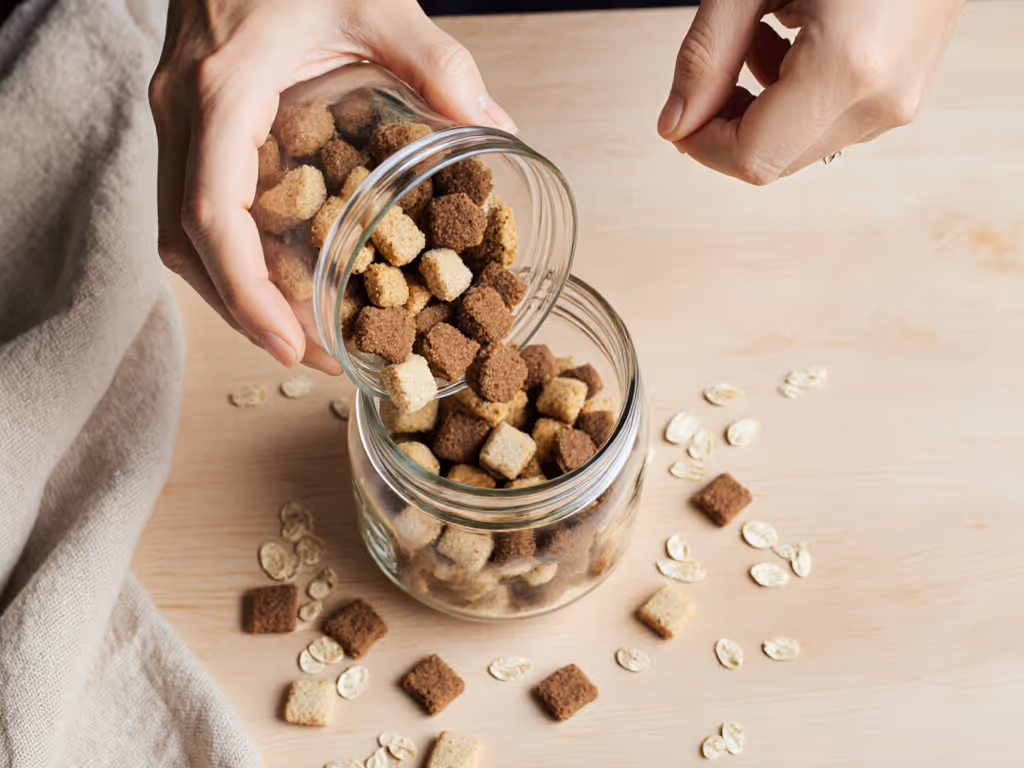 hand_pouring_artisan_cat_treats_from_reusable_jar