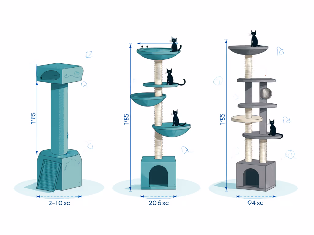 visual_comparison_of_compact_tower_multi-tier_platform_and_wall-mounted_cat_tree_designs_with_dimensions_and_accessibility_features